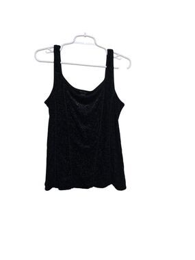 WHBM Black Burnout Velvet Scroll Tank Top XL Stretch Lined